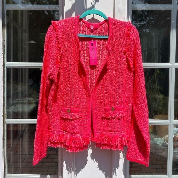 Lilly Pulitzer Spicy Coral Tweed Simora Cardigan NWT - Picture 14 of 14